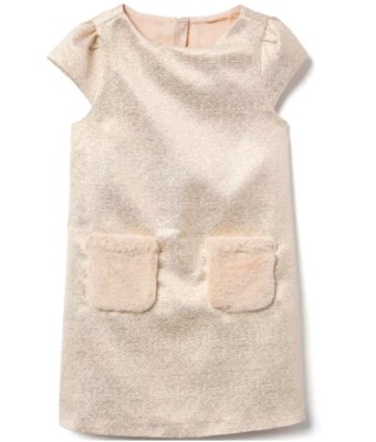 Robe De Soirée Gymboree Rose Texturée Métallisée - Taille 14 - Neuve Avec Étiquettes - Fourrure Et Poche