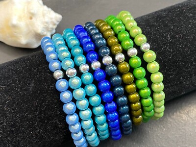 1St. Armband 6mm Miracle Beads Magic Perlen 3D Illumination Gr. M silber #A921