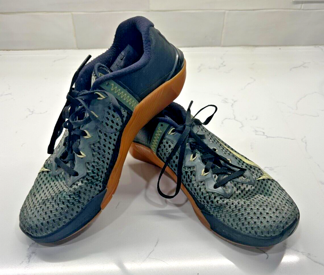 NIKE METCON 6 Training Shoes Mens Size 8 Black Green Camo CK9388-032 - Excellent