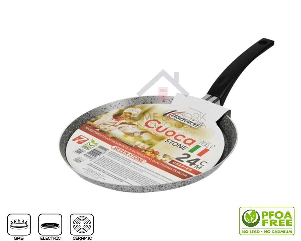 PADELLA PIASTRA CREPIERA Antiaderente PER CREPES PIADINE PIADINA 24 cm