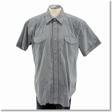 Panhandle Slim Pearl Snap Western Shirt Size 17 Shirt Green Stripe Cowboy Mens