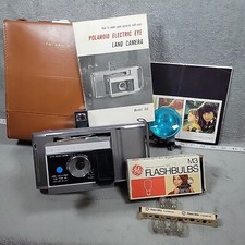 Vintage Polaroid Model J66 Land Camera w/ Leather Case, Manual, Flash, UNTESTED