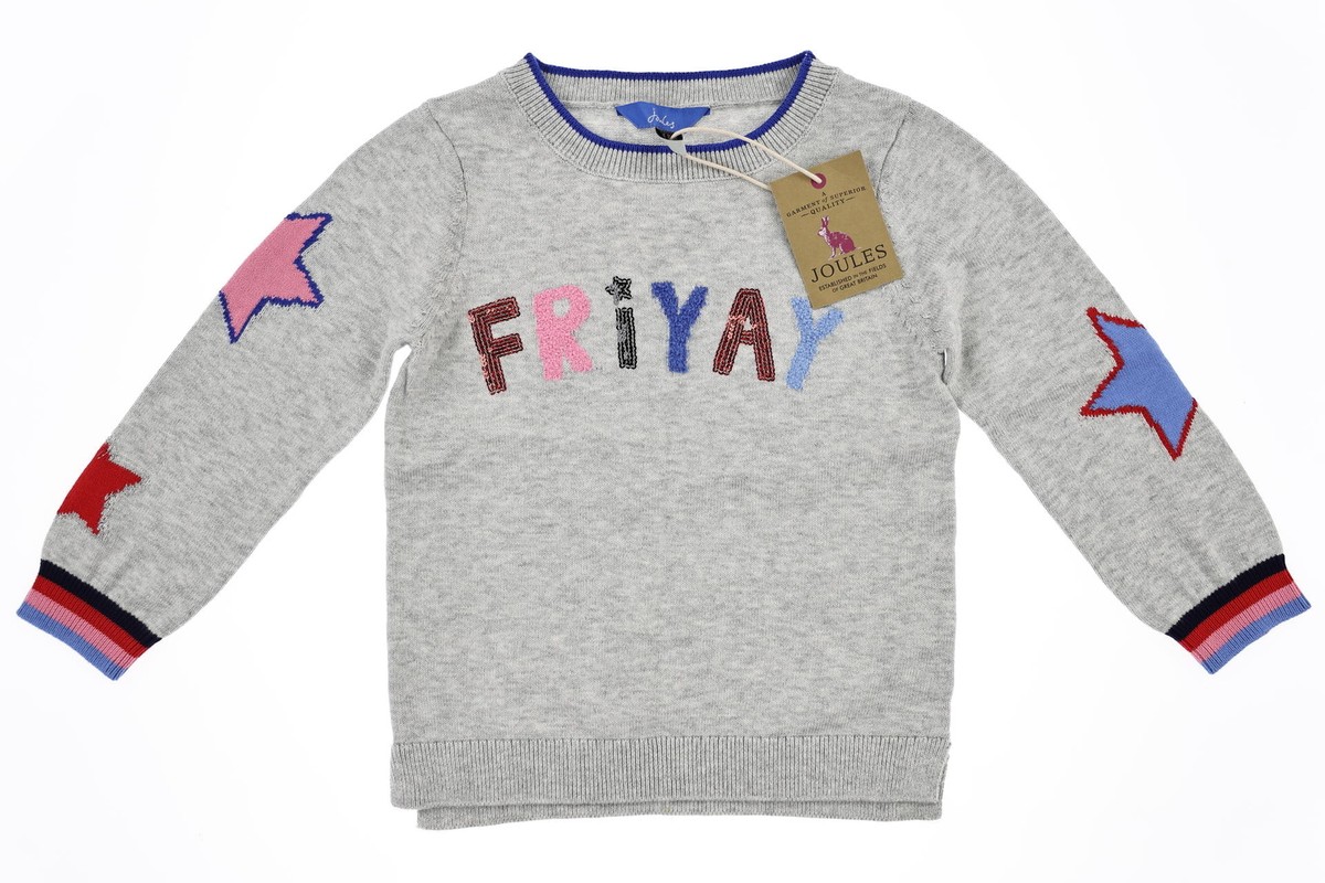 Joules 251329 Kids Miranda Grey Sweater Size 3Y/98 cm for sale