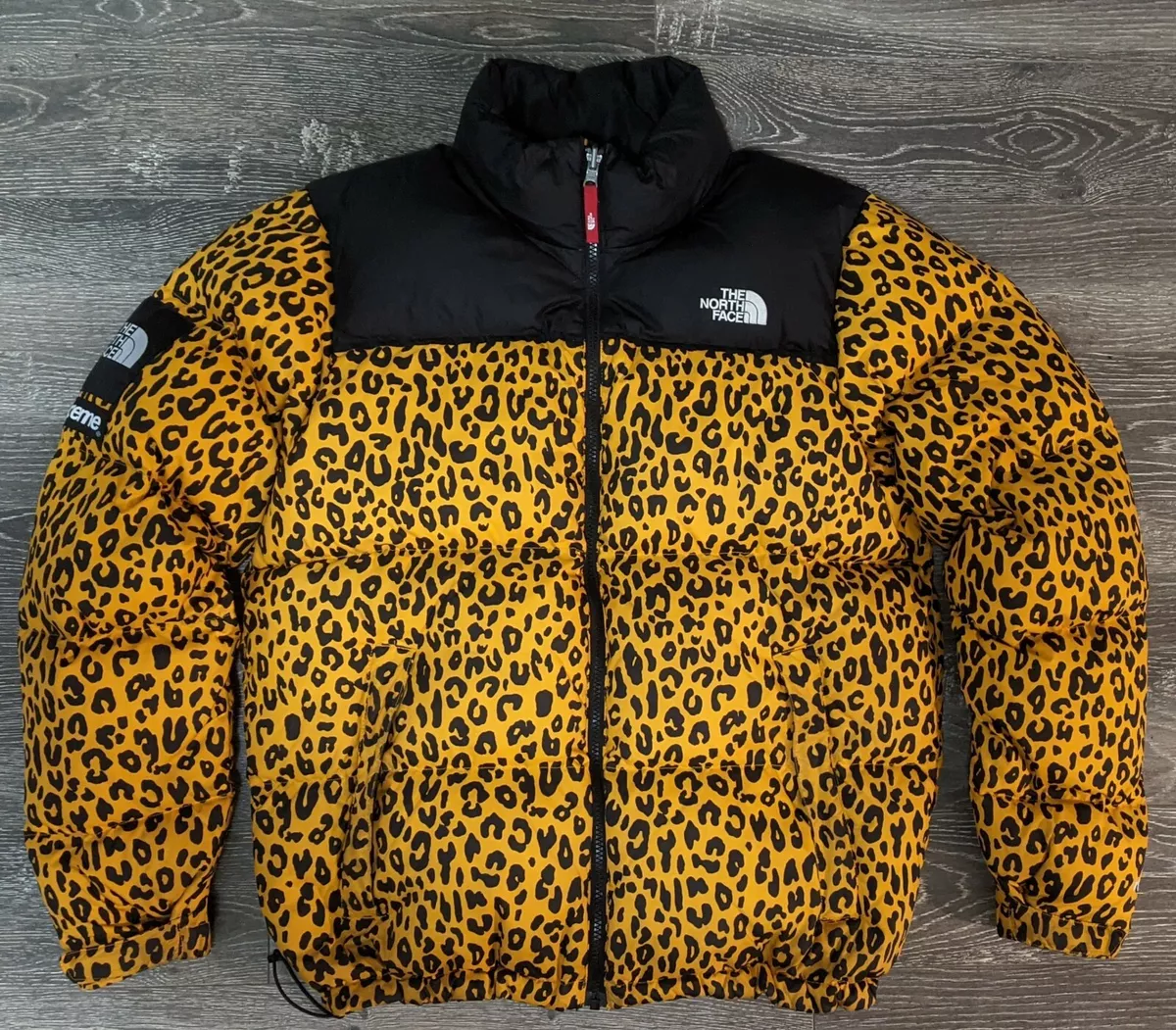 SUPREME x THE NORTH FACE Nuptse Jacket Yellow Leopard - 100% AUTHENTIC