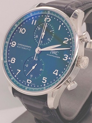 IWC Portoghese Chrono Automatico Orologio 41 mm-Verde Dial-IW371615 Nuovo  di zecca! | eBay