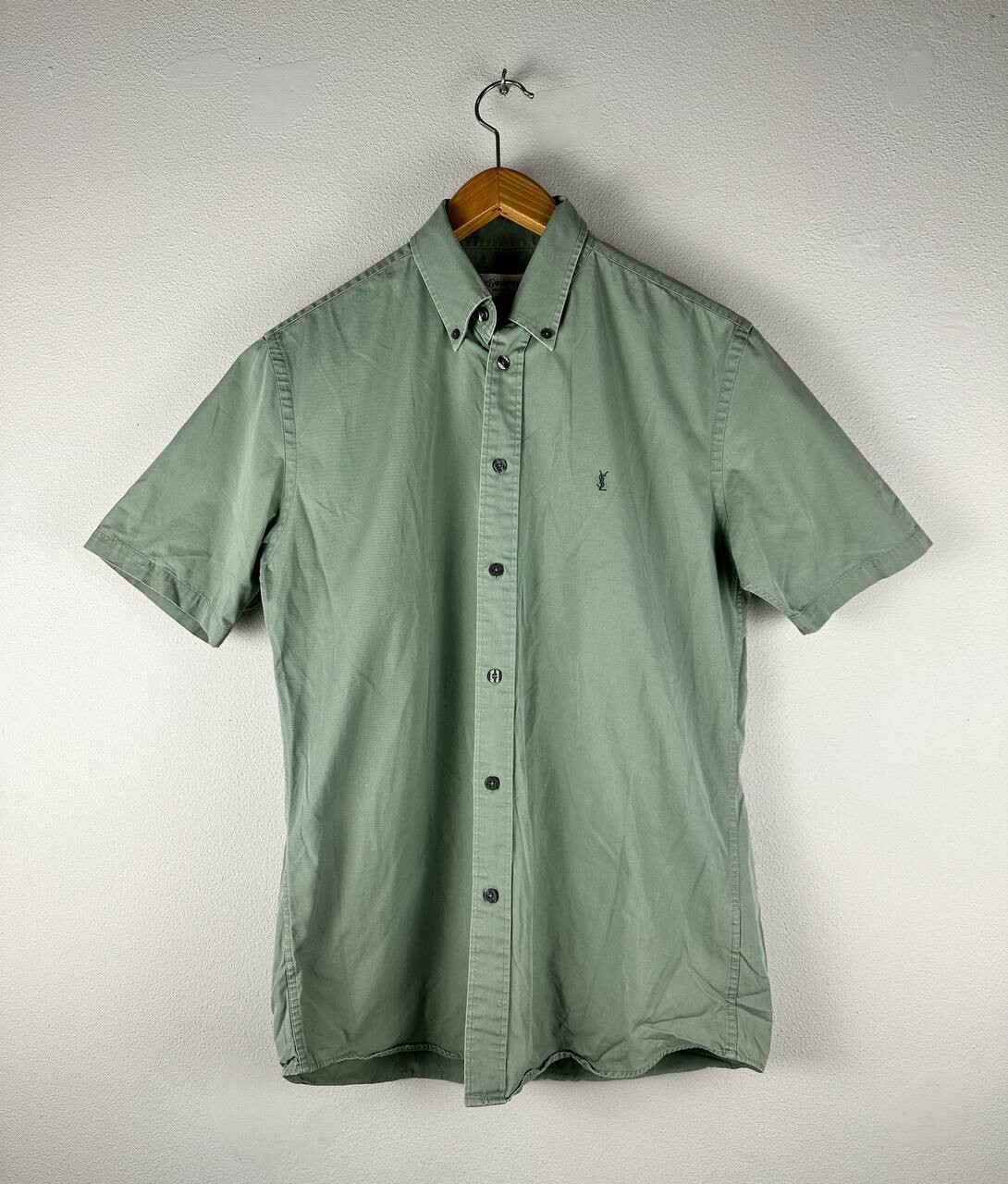 YSL Yves Saint Laurent Camicia Nera con Bottoni Uomo Taglia M