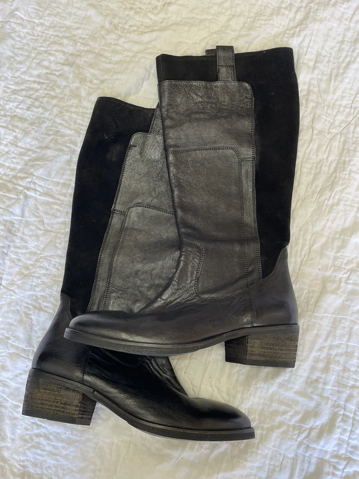 Botas altas Chandler de gamuza de cuero negro MIA para mujer talla 10 Foto 2 de 4