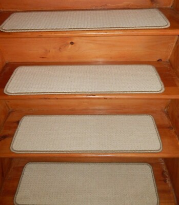 13  STEP  9'' X 30'' + Landing 30'' x 27'' Woven Tufted Wool Carpet Stair Treads .