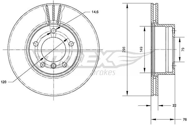 Tomex Brakes 2X Bremsscheibe Vorne Ø296 Mm BelüFtet FüR BMW 5Er E39 523I 520I-image