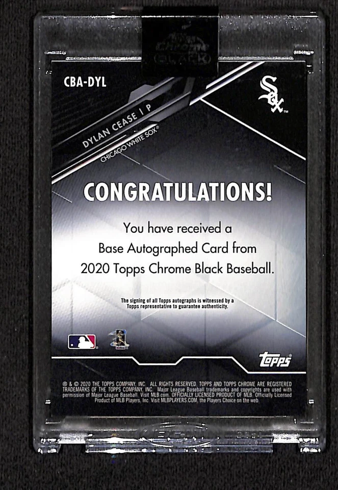 2020 Topps Chrome Black #CBA-DYL Dylan Cease Rookie Auto /150 Padres - Image 2 of 2