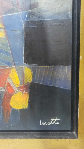 Very Rare Antique Oil Painting Masonite "in the manner of" ROBERTO MATTA - Picture 3 of 5