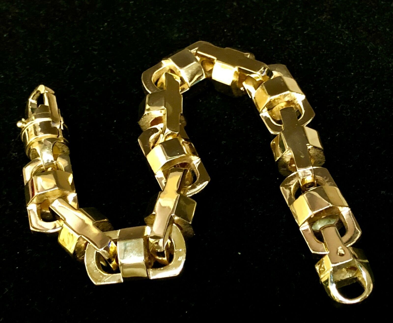 18k Solid Yellow Gold Anchor Mariner Bullet Link Bracelet 14.5MM 253