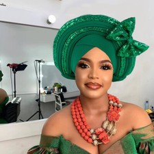 African Women Head Wrap Turban Bonnet Cap Nigerian Headtie Headwear Wedding Hat