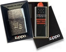 Zippo Classic Gift Set With Monogram Engraving zippo Brushed Chrome + Petrol