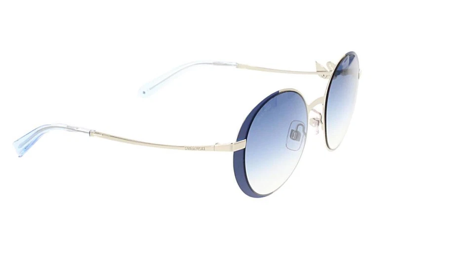 Очки солнцезащитные Swarovski SK0229 92W серебристые синие круглые тонкие оправа 51-21-140 SK229 229 - Изображение 3 из 4