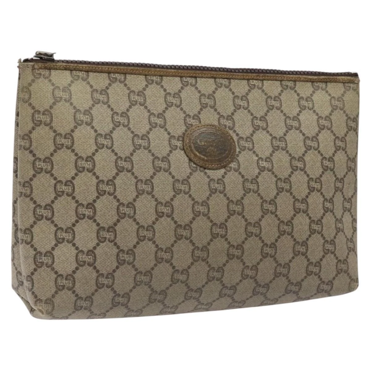 Sac pochette GUCCI GG Plus Supreme PVC beige authentique bs23880