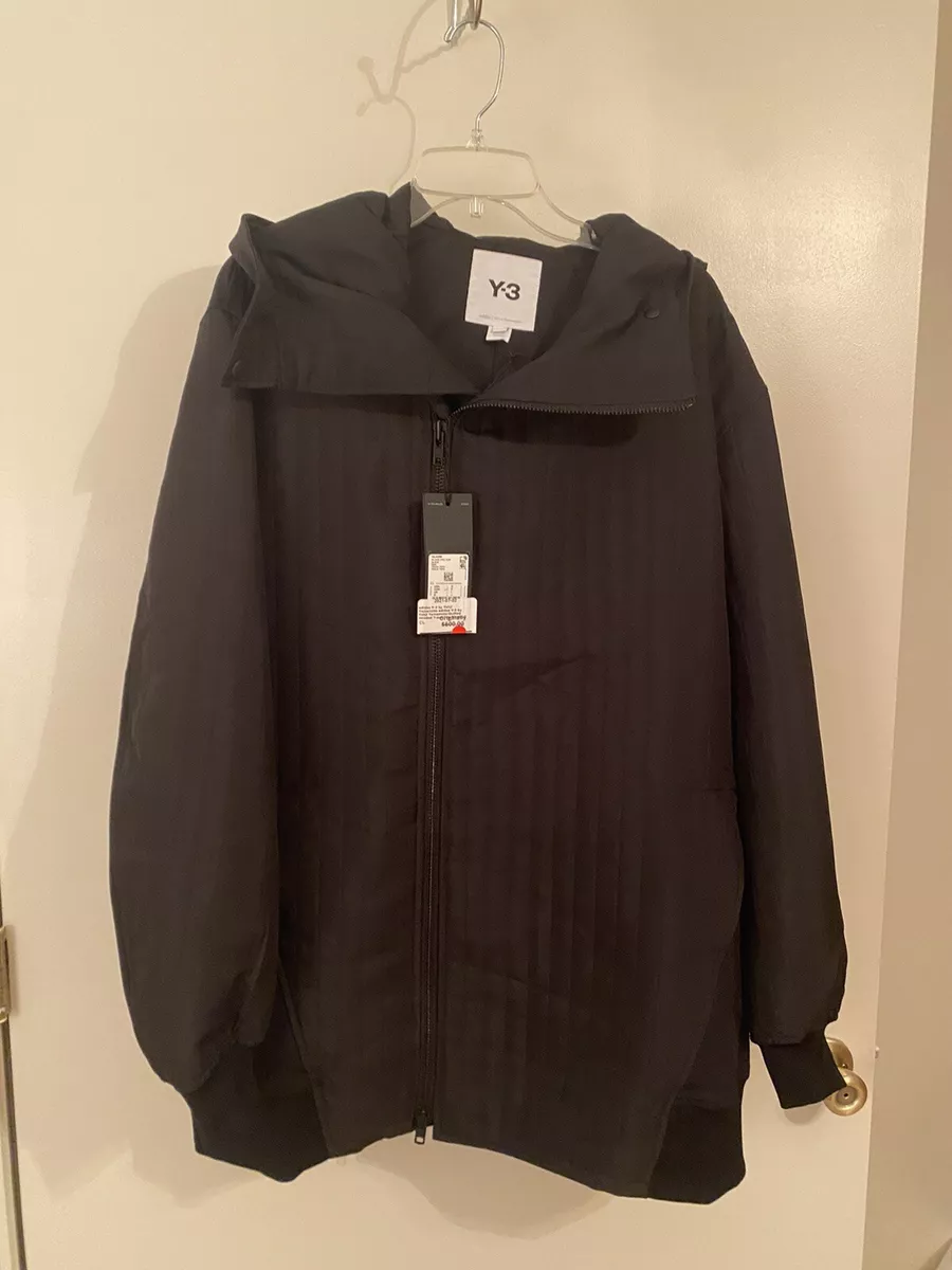 $600 Adidas Y-3 Yohji Yamamoto Black Quilted Hooded Track Jacket Sz M