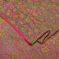 Vintage Sari Pink Pure Silk Sarees Printed 5yd Sewing Craft Fabric Quilting Soft