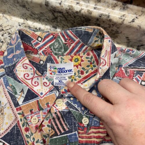 Reyn Spooner Vintage Gr. XL Patriotic Reverse Print Hawaiian Flag Shirt 1999 - Bild 2 von 10