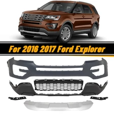 Front Bumper Cover Fascia Lower Grille Assembly Kit For 2016-2017 Ford Explorer
