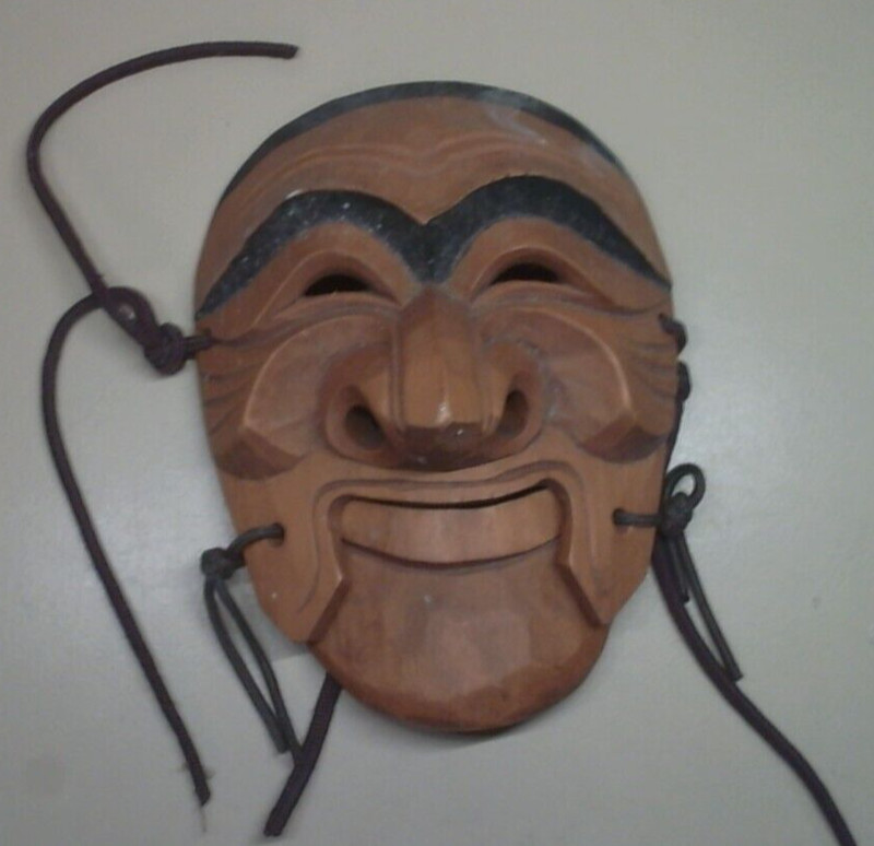 Antique Korean Korea Hahoe Mask Carved Wood Wooden - free shipping