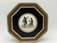 Vintage Guildcraft Octagon Metal Tin Greek Roman 2 Sided Toleware