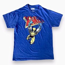 Marvel X-Men '97 Wolverine Graphic T-Shirt Blue Short Sleeve Mens Large