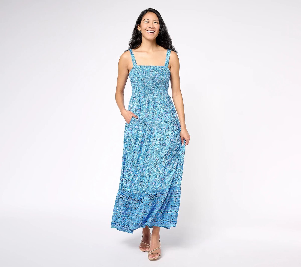 Destination 365 Regular Printed Maxi Dress Blue Paisley Size XS A607281