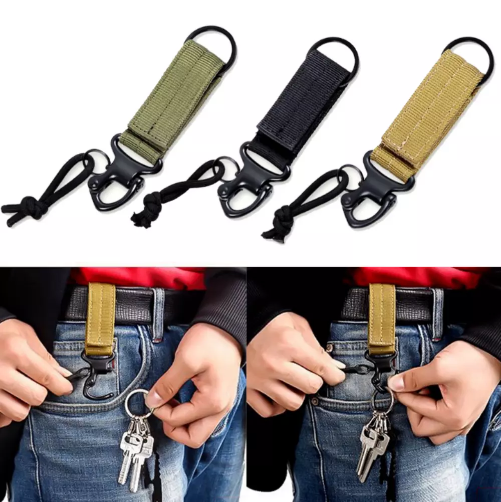 Tactical Molle Nylon Keychain Hook Web Carabiner Belt Buckle for Outdoor  Camping