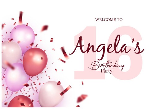 PERSONALISED BALLOON GIRLS BIRTHDAY WELCOME SIGN POSTER DISPLAY BOARD PRINT - Foto 4 di 7