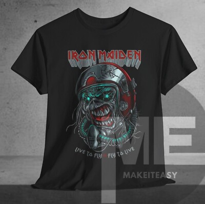Iron Maiden Aces High Live to Fly Fly to Live T-shirt Album Band Fan gift