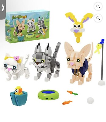 Animal Building Block Set Adorable Cat Building Bricks Kit Toy Desktop Decor Gif