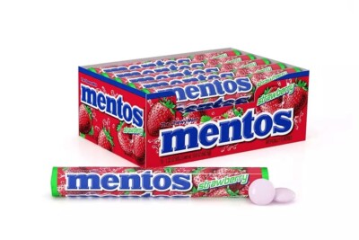 Mentos Chewy Mint Candy Roll, Strawberry, Non Melting, Party,15 Count (Pack of 1