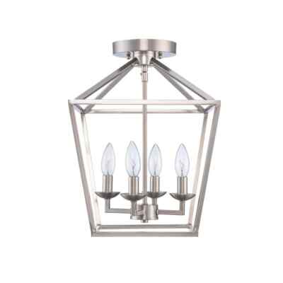 HDC Weyburn 16.5 in.4-Light Brushed Nickel Farmhouse Mount Ceiling Light Fixture