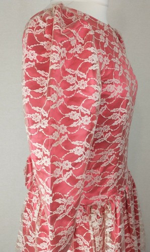 Edna Pullinger True Vintage Dress Exclusive Dressmaker Floral Net Lace Size M - Picture 10 of 12