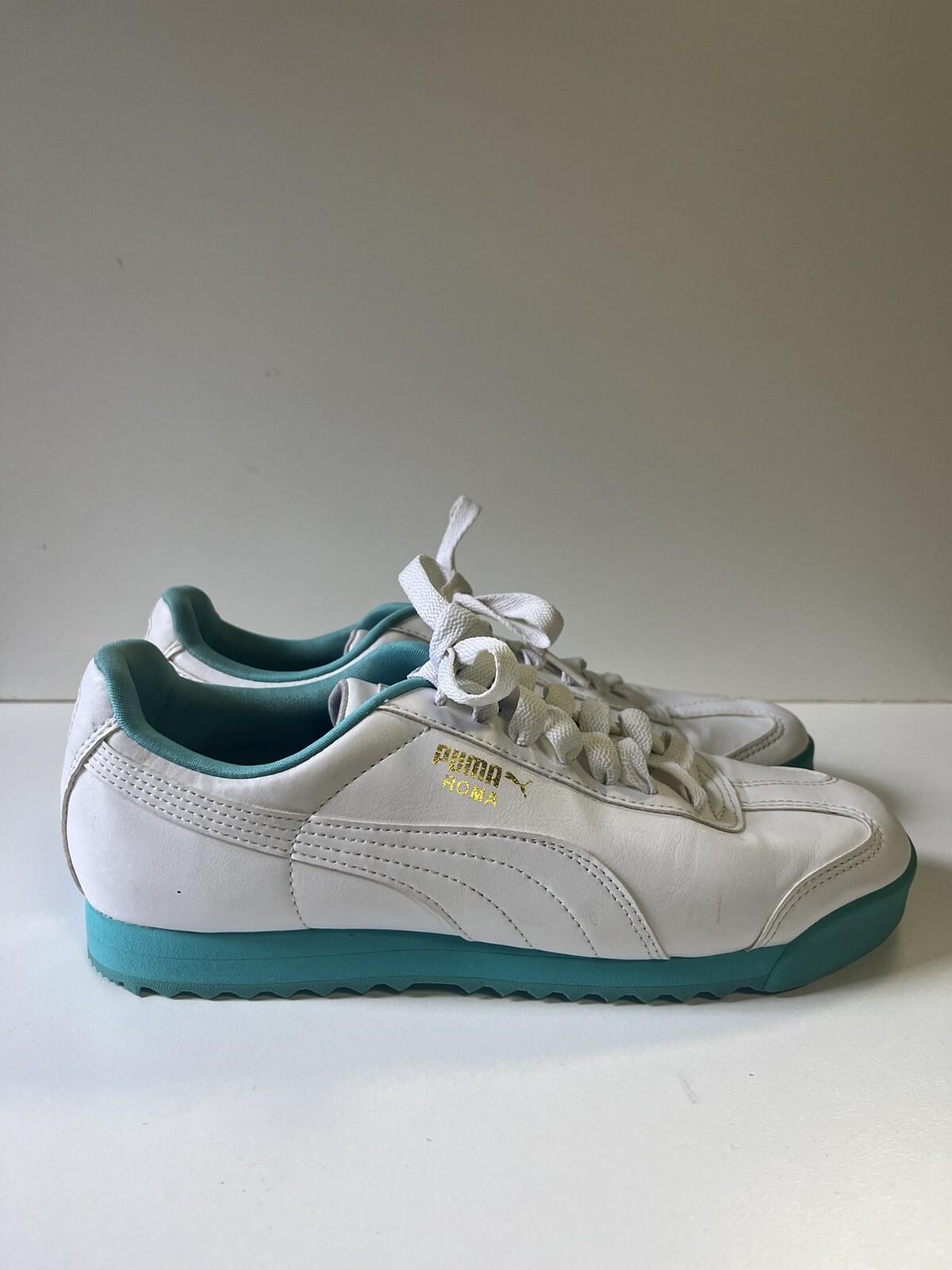 Size 7.5 - PUMA Roma Basic Plus White Turquoise 3… - image 3