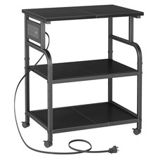 3-Tier Printer Stand with Power Outlet, Adjustable Rolling Cart for Home Office