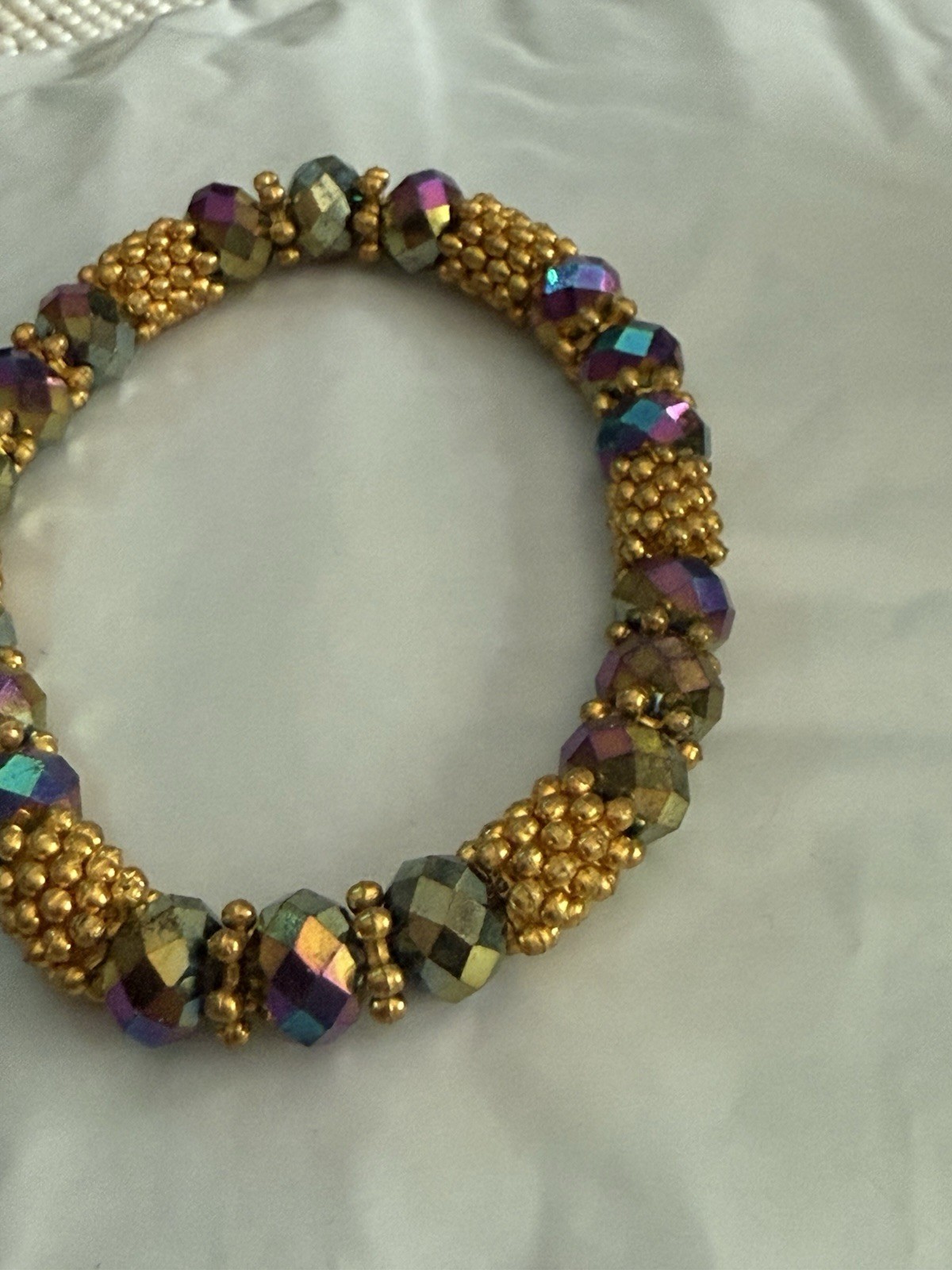 2 MULTI COLOR BEAD & GOLD PLATED ELASTIC BEADED  … - image 2