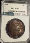 1898  $1 Morgan Silver Dollar PCI GEM Mint State, Richly  Toned Obverse