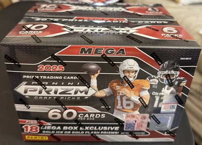 2025 Prizm D.P. Football Mega Box W/Gold Ice & Flash PRIZMS FACTORY SEALED   