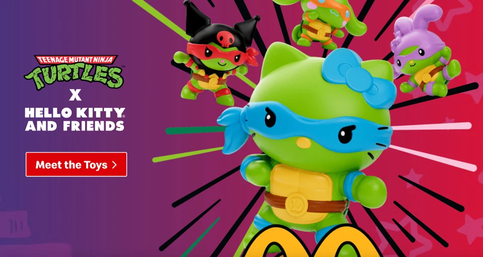 Juego o juego de juguetes de comida feliz McDONALD'S Hello Kitty Teenage Mutant Ninja Turtles 2025 Foto 2 de 3