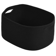 ECDYQXVU Cotton Rope Storage Basket, 15x10x9 Inches, Woven 1 Pack, Black