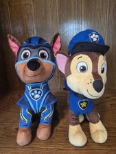 Paw Patrol Chase Plush Bundle Lot Mighty Chase And Classic Chase 15"