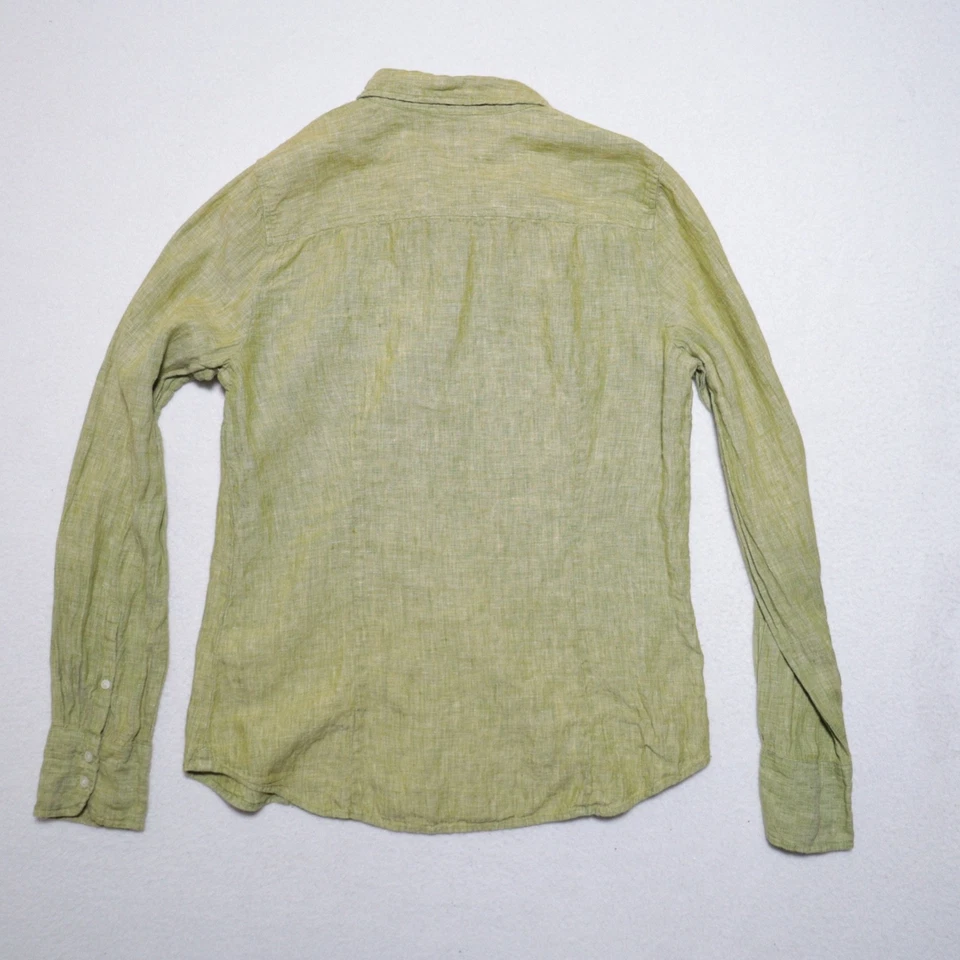 Camisa J.Crew Mujer Baird McNutt Lino Irlandés Ajuste Perfecto Verde Abotonada Talla 12T Foto 2 de 4