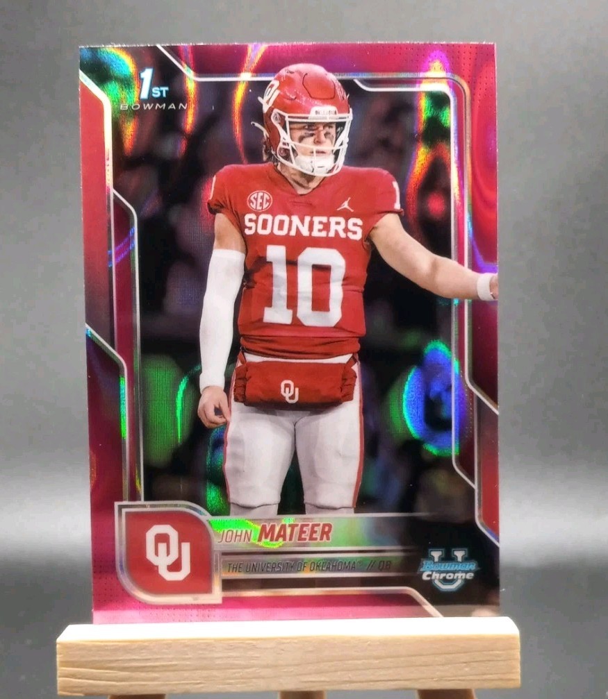 2025 Bowman Chrome U #1 John Mateer 1st Bowman Pink Lava Refractor - Sooners