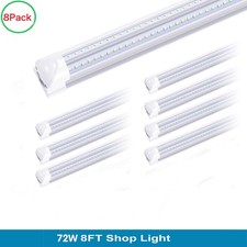 8Pack 8FT Led Shop Light 72W T8 Integrated 8 Foot Led Tube Light Fixture Bulbs