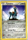 Cobalion 74/114 Rare Pokémon Steam Siege with gold border, blue quadruped artwork, and moves Quick Guard and Revenge Blast.