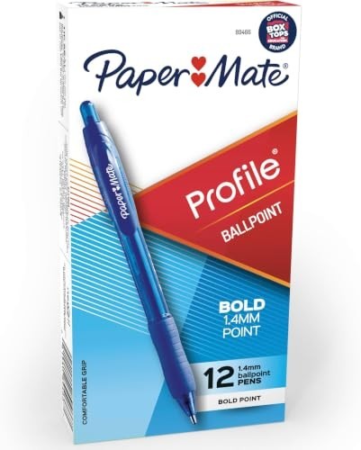 Ballpoint Pens, Blue, 1.4mm Bold Point, Retractable, 12 Count Pack