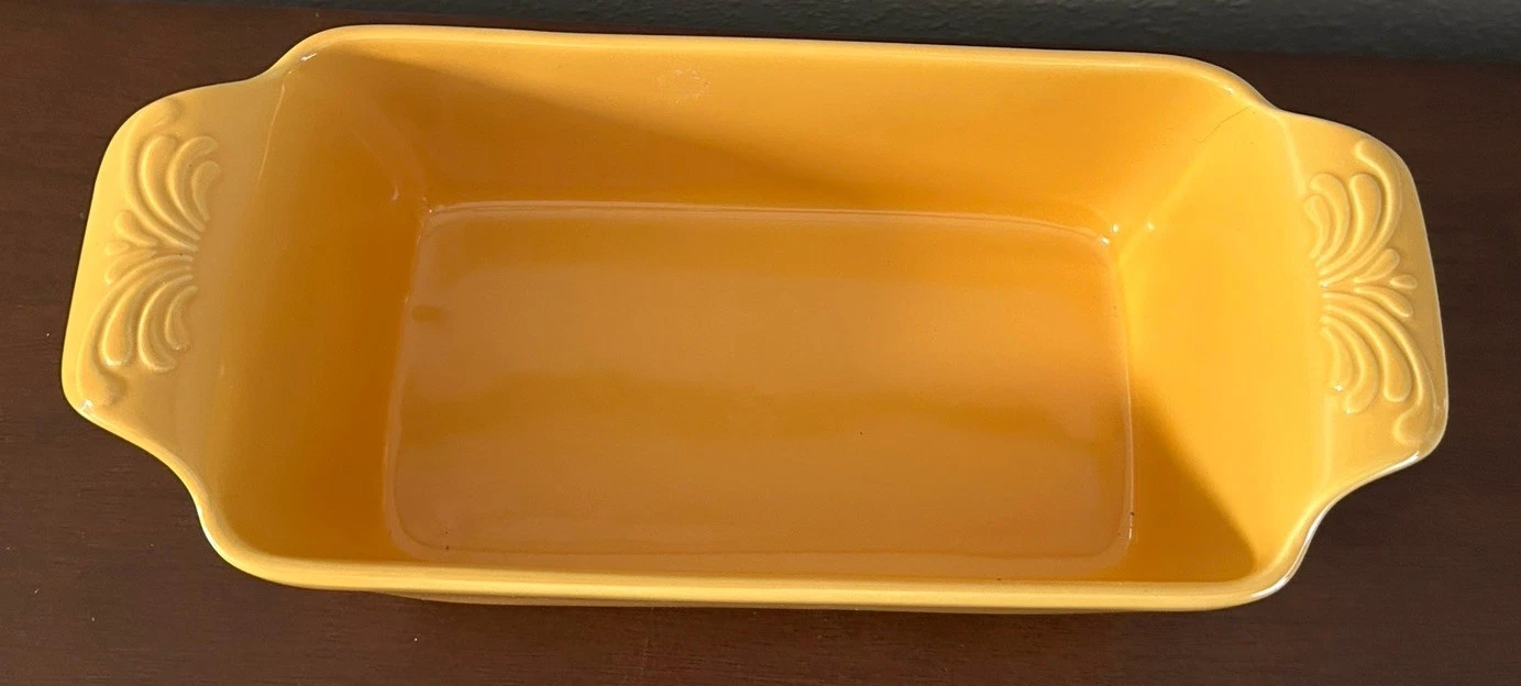 Pier 1 Imports TALAVERA Yellow Stoneware Loaf Pan Casserole Pan 8.5”x4.5”