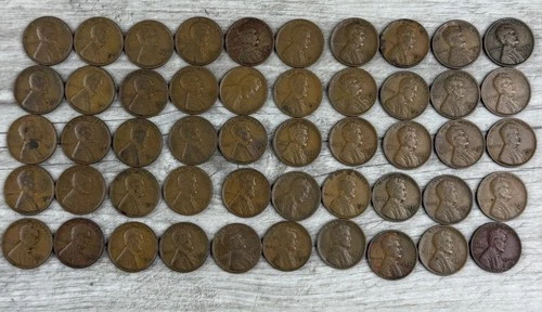 1932-D Lincoln Wheat Cent Penny 50 Coin Roll Circulated Coins US Pennies
